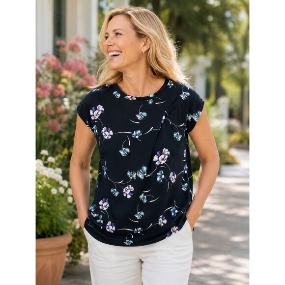 Banana Republic Tops - 🌸 Banana Republic Navy Floral Blouse – Size Small